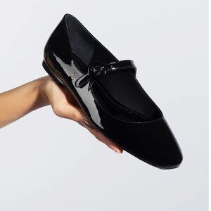 NEW Larroudé Blair Mary Jane ballet flats Soft Patent Black 9.5
